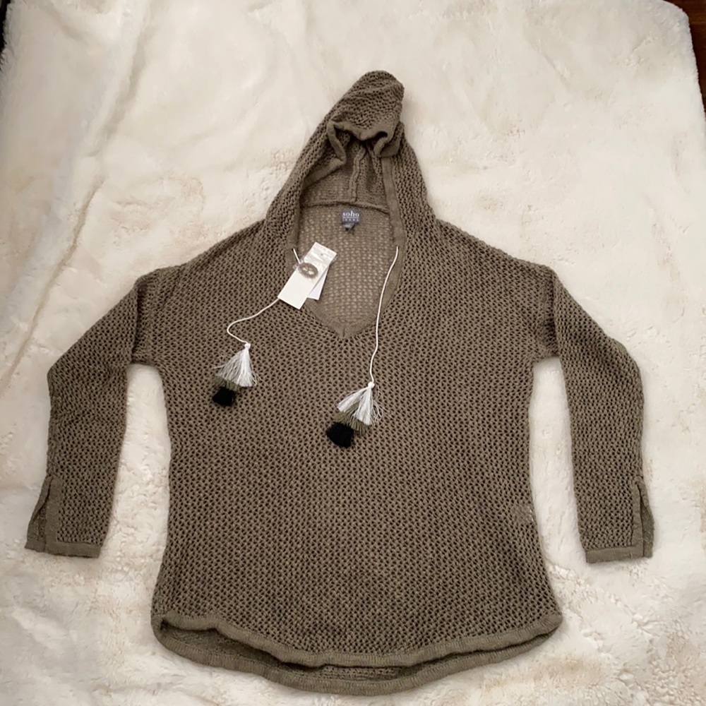 Brand new never worn Olive green sweater with hoodie. Size Small.
